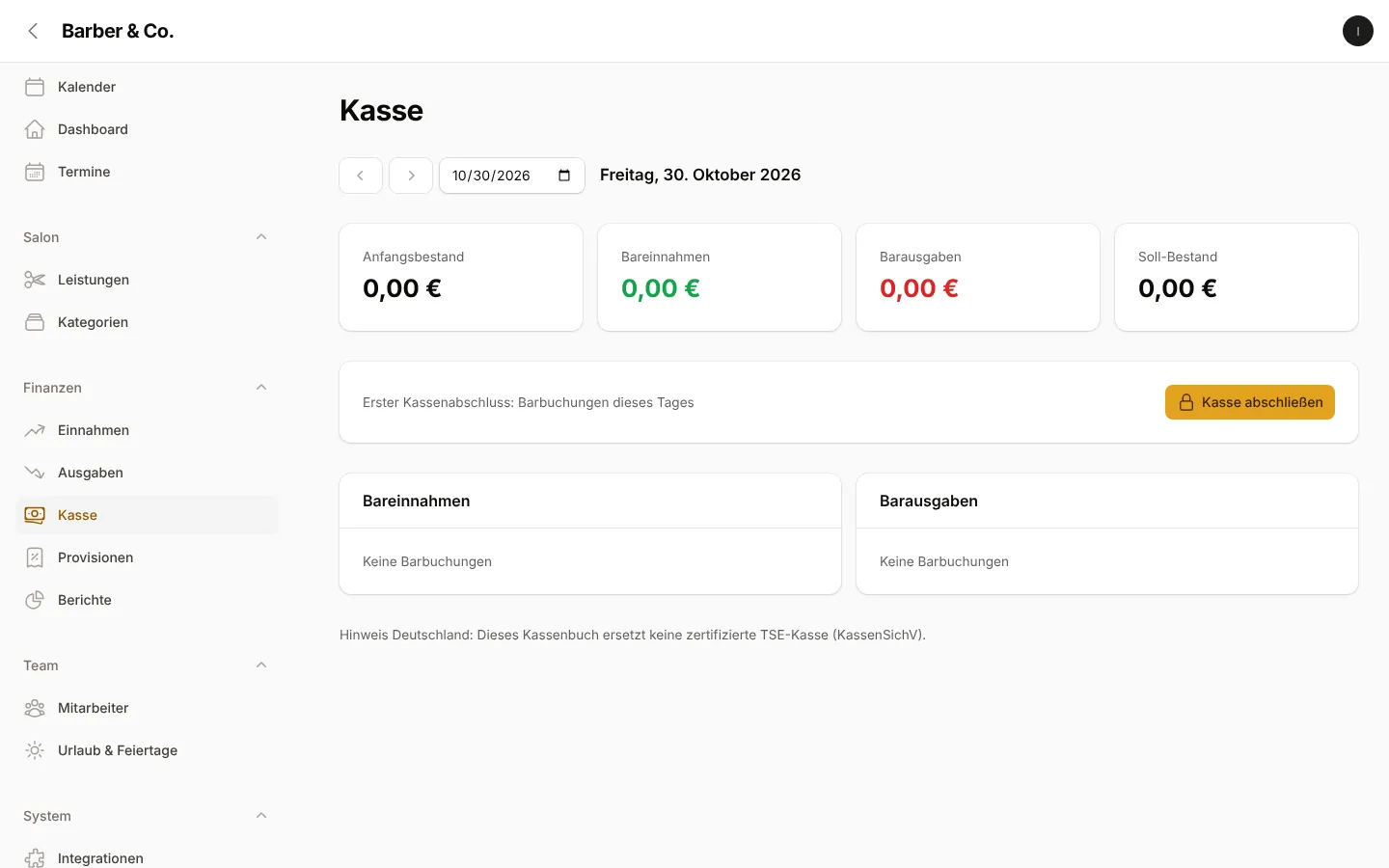 Kasse & Tagesabschluss
