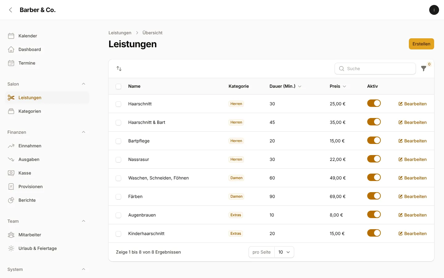 Leistungen (4 Sprachen)