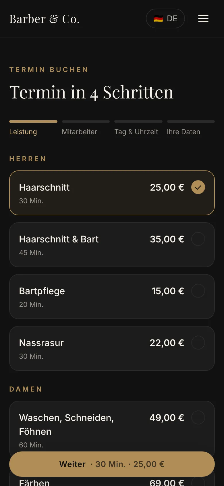 Leistung wählen